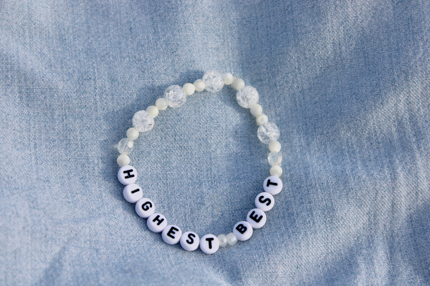 Highest Best Rose Quartz, Crackled Quartz Beaded Bracelet