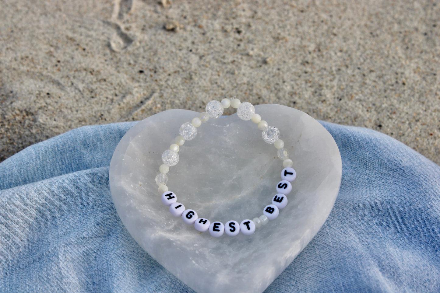 Highest Best Rose Quartz, Crackled Quartz Beaded Bracelet