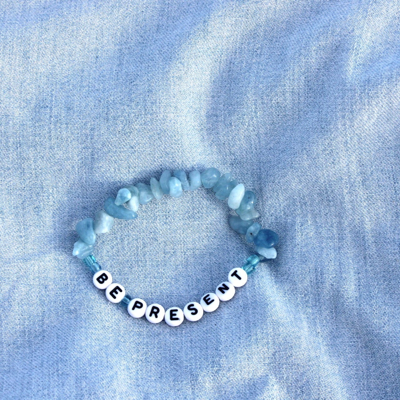 Be Present Aquamarine Chip Bead Bracelt
