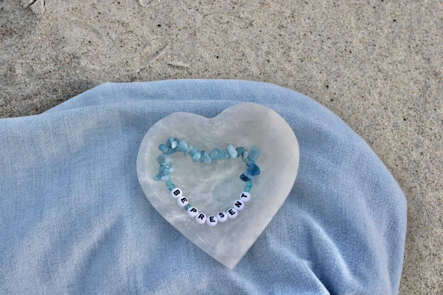 Be Present Aquamarine Chip Bead Bracelt