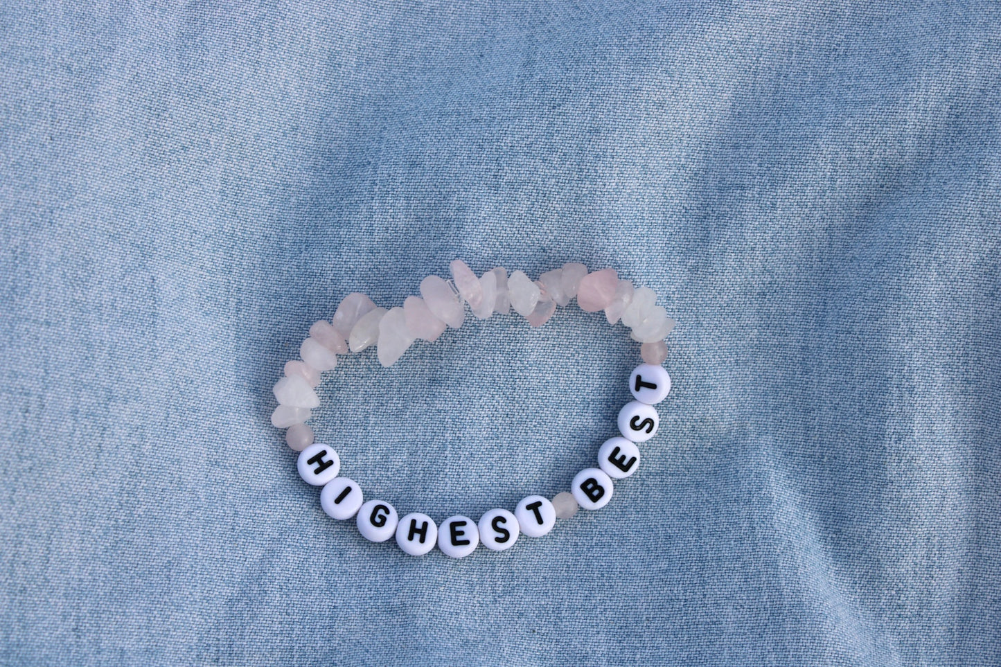 Highest Best Rose Quartz, Crackled Quartz Beaded Bracelet