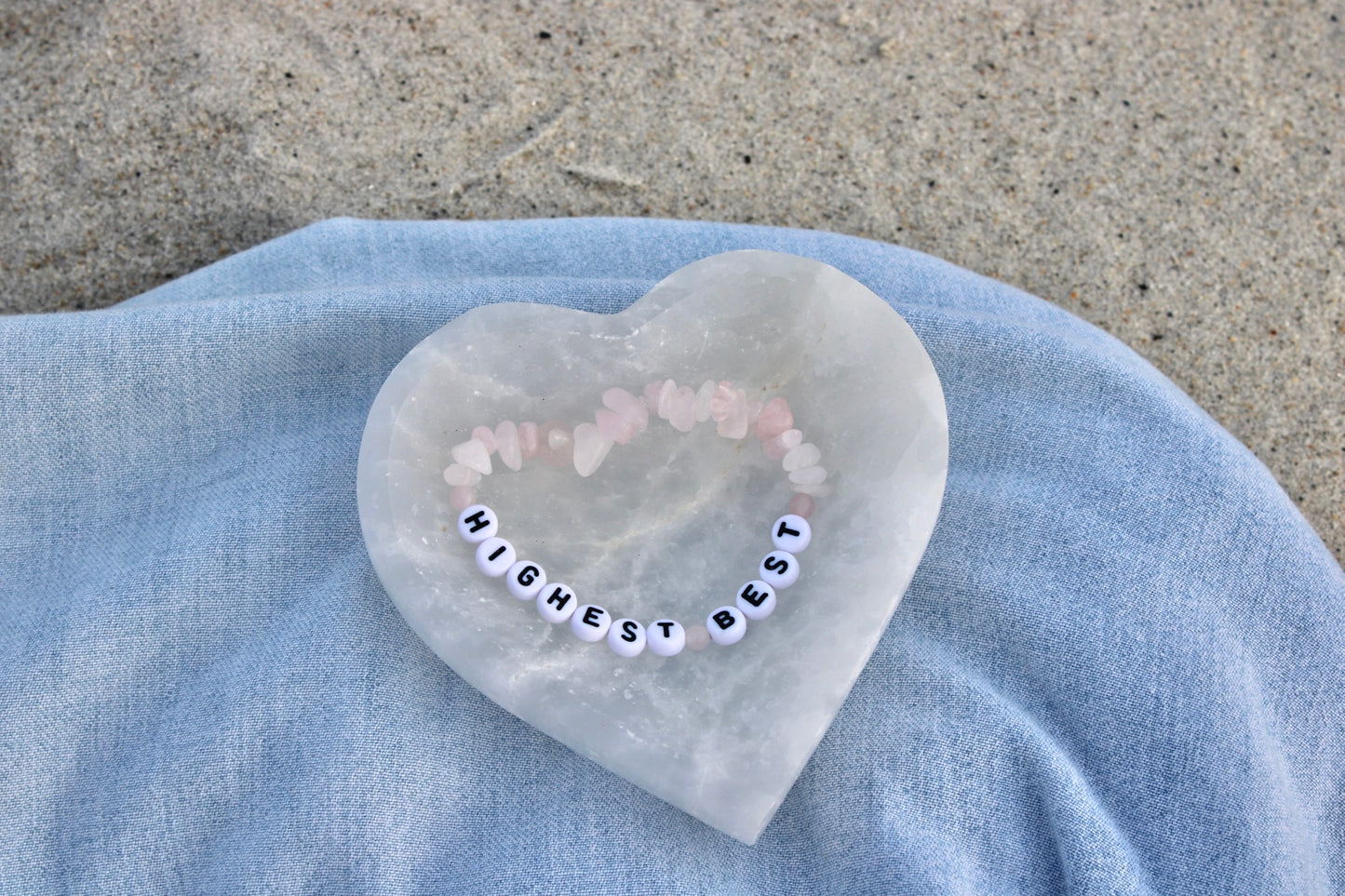 Highest Best Rose Quartz, Crackled Quartz Beaded Bracelet