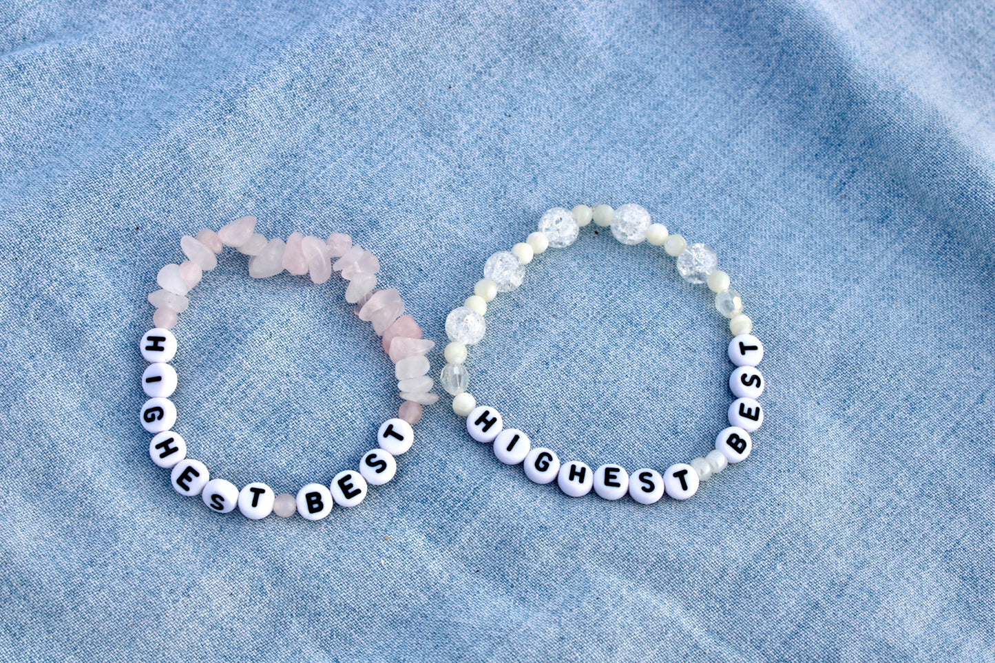 Highest Best Rose Quartz, Crackled Quartz Beaded Bracelet