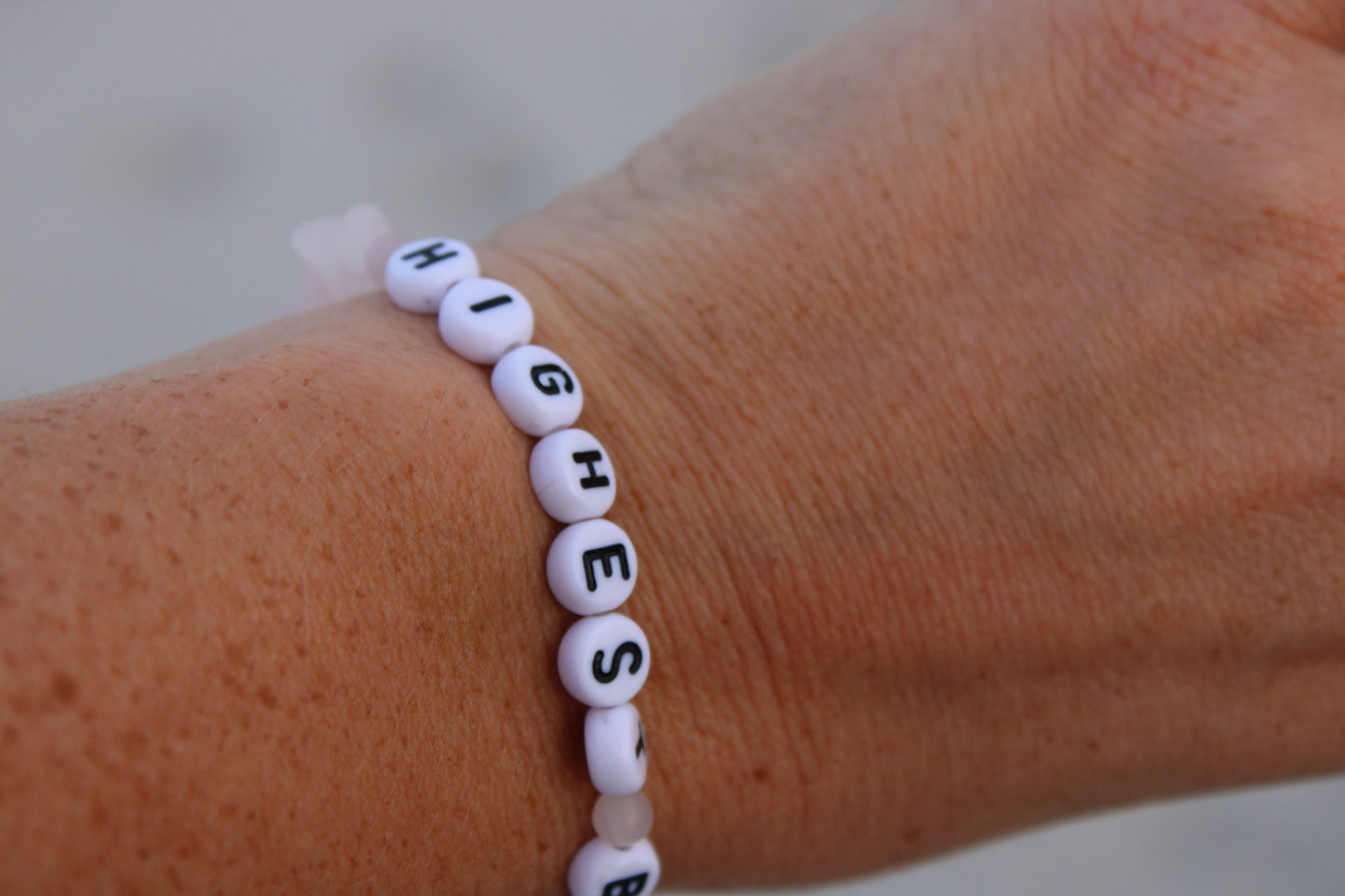 Highest Best Rose Quartz, Crackled Quartz Beaded Bracelet